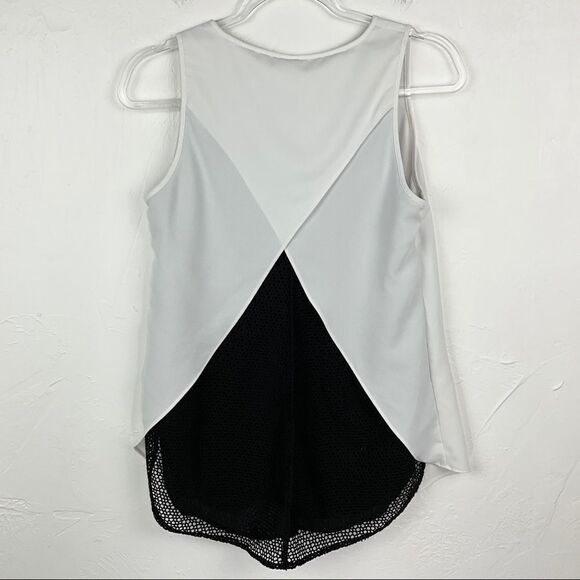 Cabi White Black Domino Mesh Layered Sleeveless Top Small 3076 - Picture 5 of 6